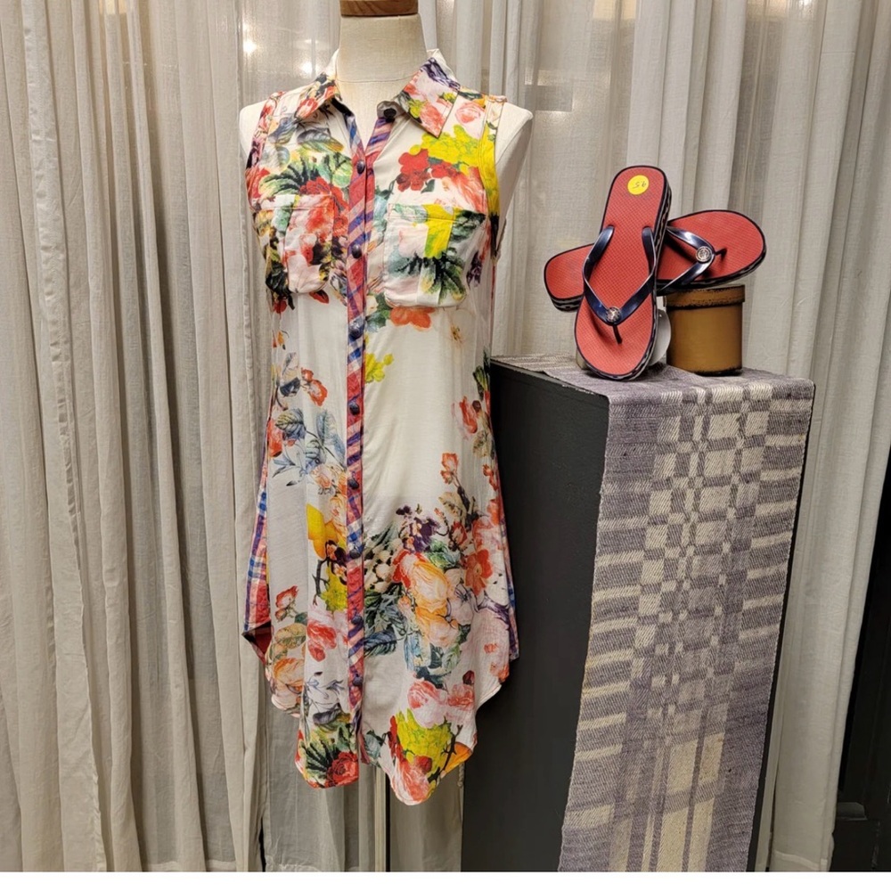 Aratta Sleeveless Floral Shirt Dress – Size S – Retail $190 🌺✨ - Picture 2 of 8